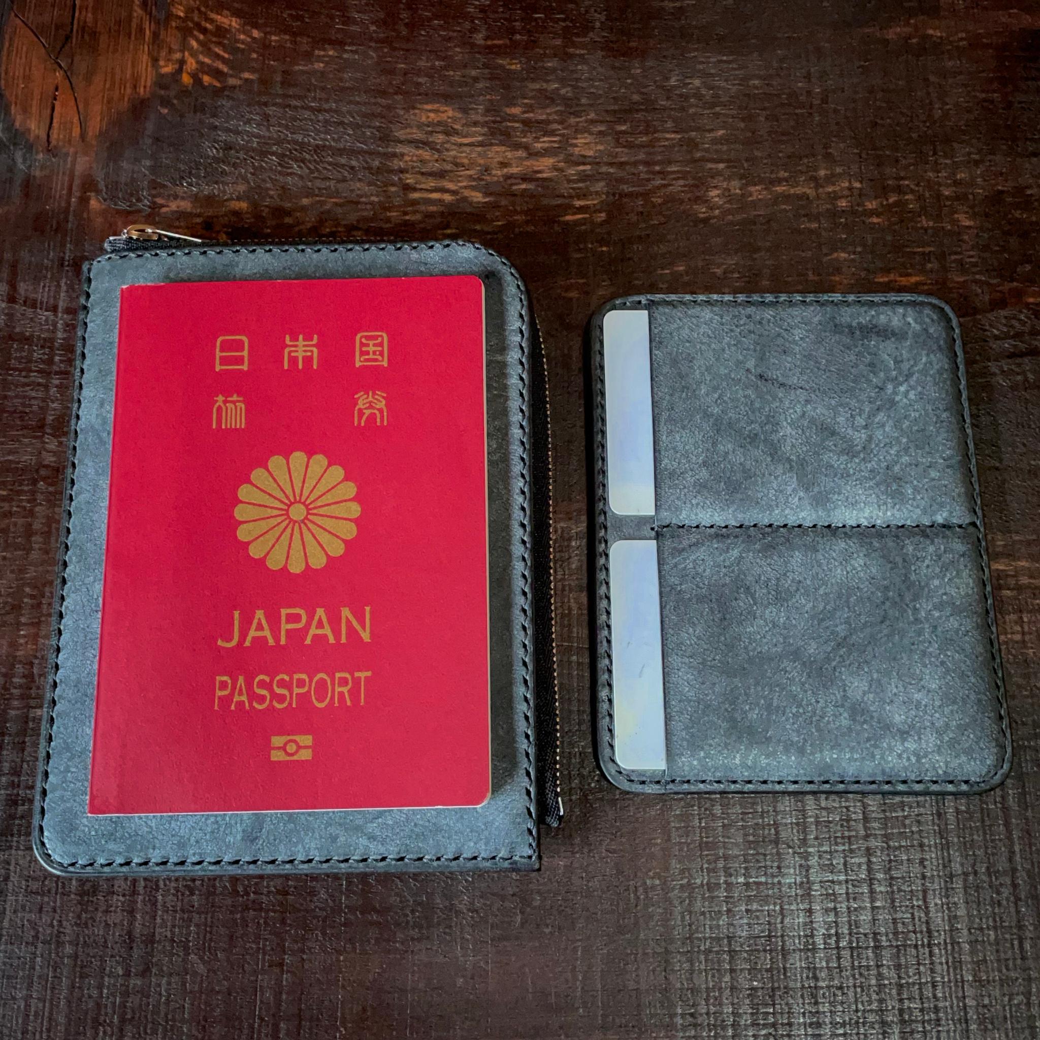 《L字ファスナー型》レザーパスポートケース(ブラック) | 9枚目